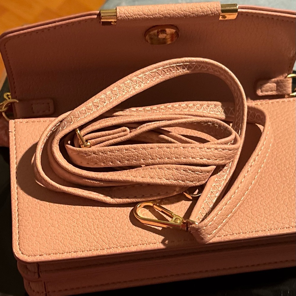 NWT 4pc Pink Vegan Leather Crossbody Hand Bag w/ Twilly, Charm and Wallet - Picture 10 of 14
